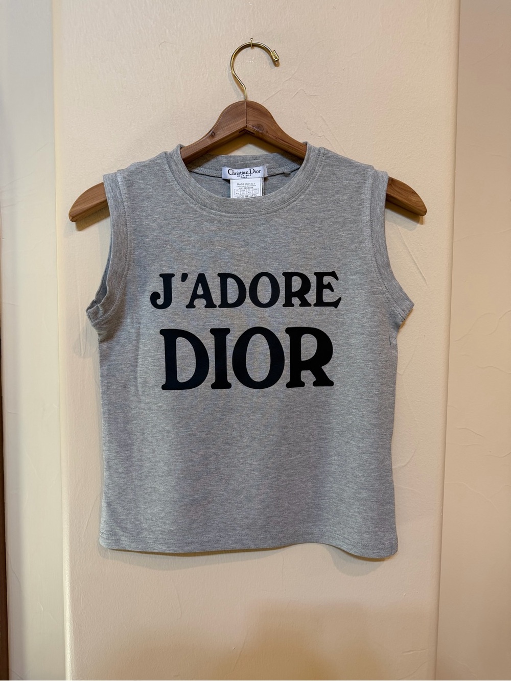 J'ADORE Dior Logo Tank Top muscle t shirt Size 12 US grey/black